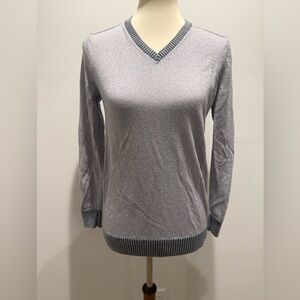 Kathmandu Wool Light Gray/Blue V-Neck Sweater